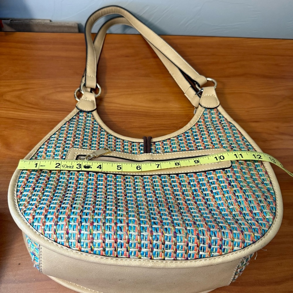 Simply Noelle Woven Rattan Straw Colorful Multi Shoulder Crossbody Bag Purse - Picture 8 of 11